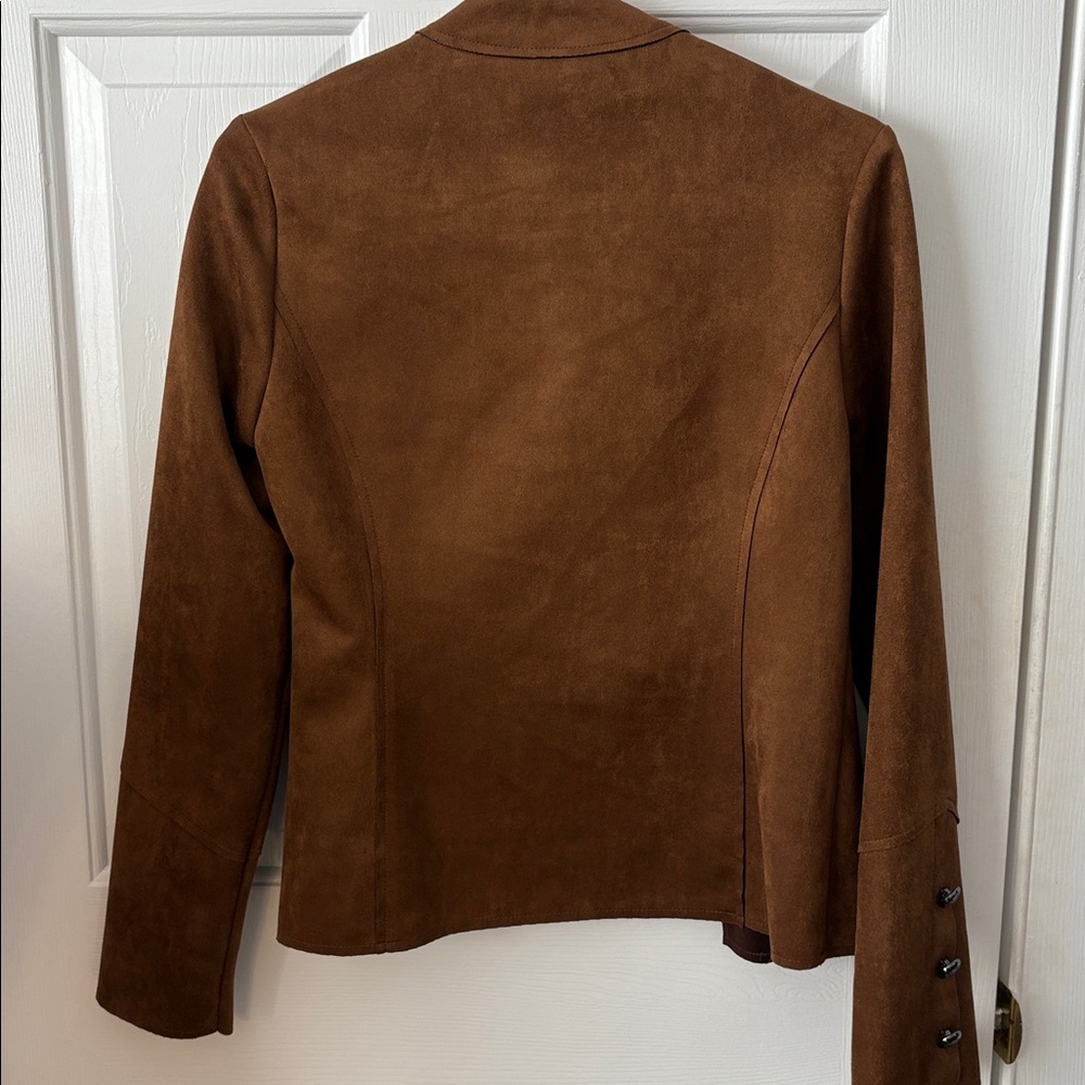 NWT Stunning Joseph Ribkoff Jacket-Suede Look Brown Cropped Jacket Sz4 - Picture 8 of 17